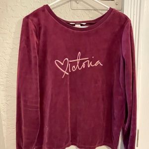 Victoria Secret Velvet Open Back Long Sleeve Shirt